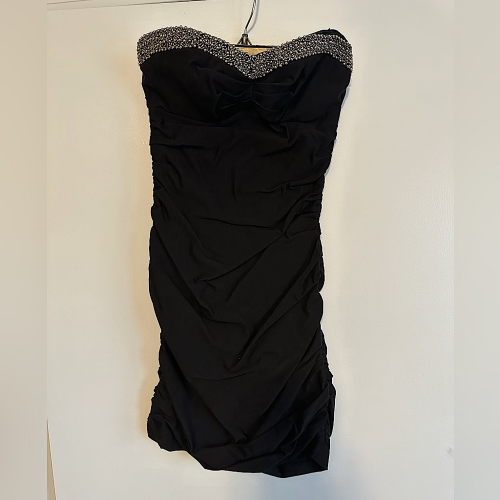 Little Black Strapless Sequined Dress